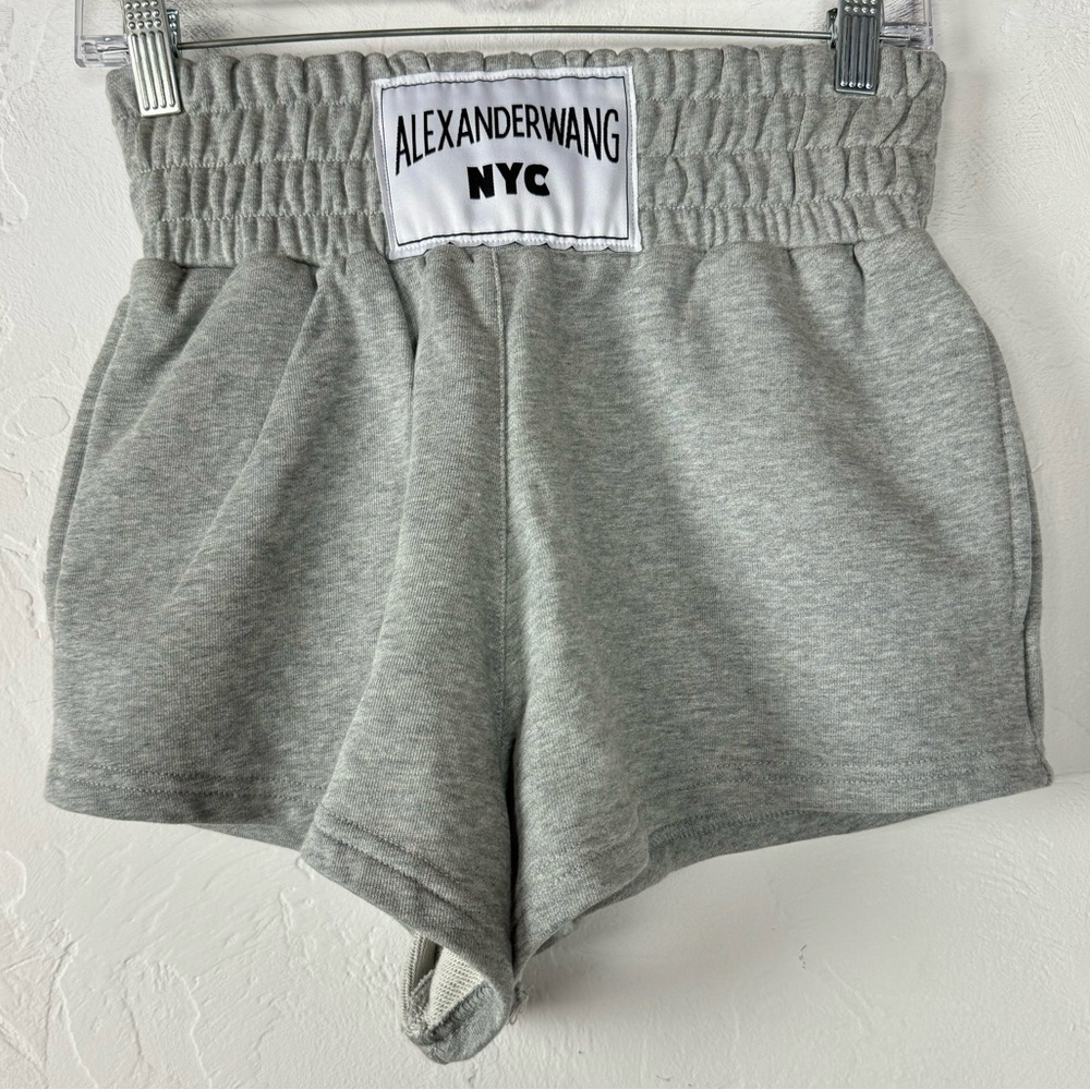 Alexander Wang Shorts Terry Cloth Boxing Pull On Sweat Heather Marled Gray‎ Logo